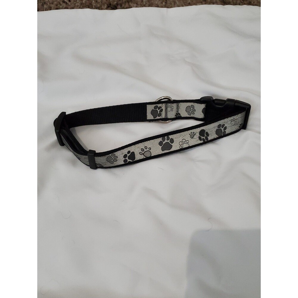 Dog Collar Peace Love and Paw Prints reflective